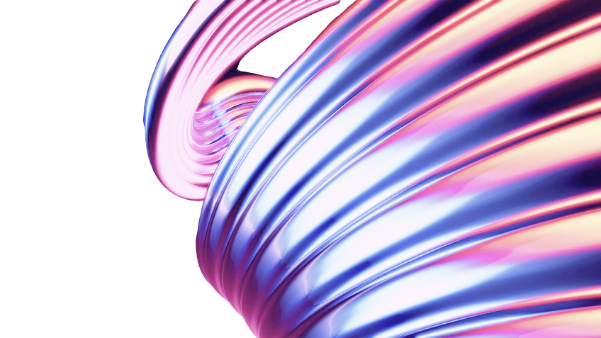 Abstract iridescent metallic sculpture swirling design modern art